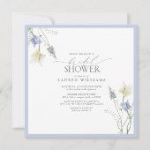 ダスティブルーワイルドフラワーフローラブライダルシャワー 招待状 (正面)