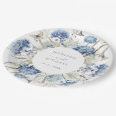 ダスティブルーワイルドフラワーフローラボホ結婚ズ ペーパープレート (アングル)