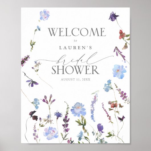 ダスティブルーワイルドフラワーブライダルシャワーへようこそ ポスター (正面)