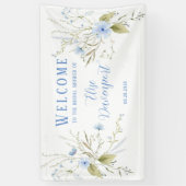 ダスティブルーワイルドフラワーブライダルシャワーへようこそ 横断幕 (縦)