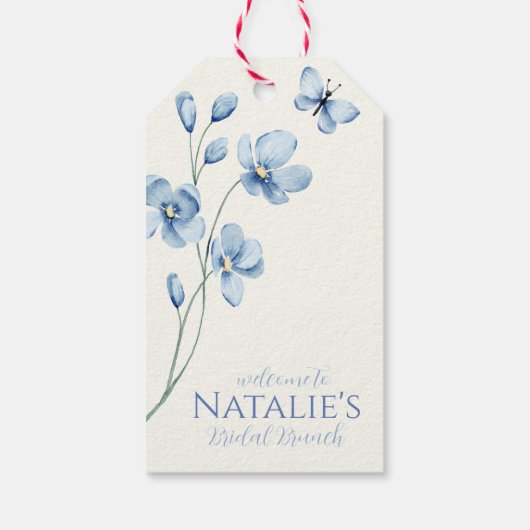 ダスティブルーワイルドフラワーブライダルシャワーウェルカムギフト ギフトタグ (裏面)