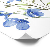 ダスティブルーワイルドフラワーブライダルシャワーウェルカムサイン ポスター (角)