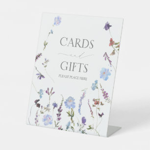 ダスティブルーワイルドフラワーブライダルシャワーギフト 台座サイン