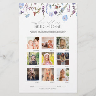 ダスティブルーワイルドフラワーブライダルシャワーゲーム