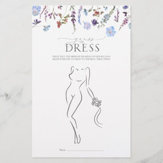 ダスティブルーワイルドフラワーブライダルシャワーゲーム (正面)