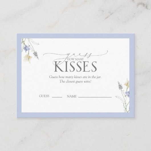 ダスティブルーワイルドフラワーブライダルシャワーゲーム エンクロージャーカード (正面)