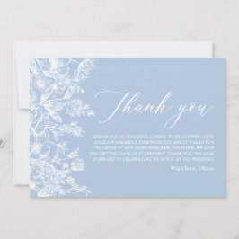 ダスティブルーワイルドフラワーブライダルシャワーサンキューカード 招待状