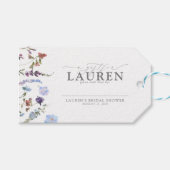 ダスティブルーワイルドフラワーブライダルシャワーノーラップ ギフトタグ (正面(横))