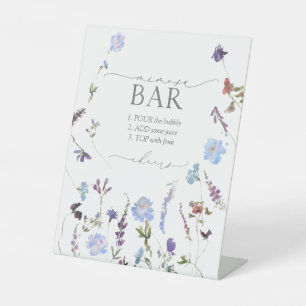 ダスティブルーワイルドフラワーブライダルシャワーミモザバー 台座サイン