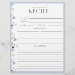 ダスティブルーワイルドフラワーブライダルシャワーレシピページ