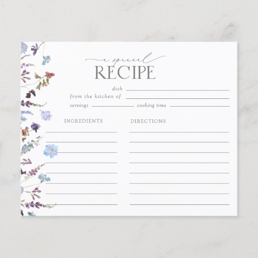 ダスティブルーワイルドフラワーブライダルシャワーレシピ (正面)