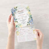 ダスティブルーワイルドフラワーブライダルシャワーレシピ オールインワン招待状 (貼ってはがせる)