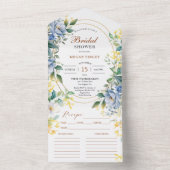 ダスティブルーワイルドフラワーブライダルシャワーレシピ オールインワン招待状 (内側)