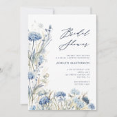 ダスティブルーワイルドフラワーブライダルシャワー招待状 招待状 (正面)