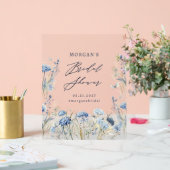 ダスティブルーワイルドフラワーブライダルシャワー アクリルサイン (ウェディング)