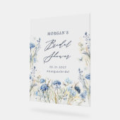 ダスティブルーワイルドフラワーブライダルシャワー アクリルサイン (傾斜)