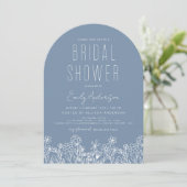ダスティブルーワイルドフラワーブライダルシャワー エレガント 招待状 (スタンド正面)