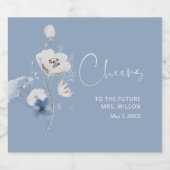 ダスティブルーワイルドフラワーブライダルシャワー スパークリングワインラベル (シングルラベル)