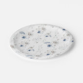 ダスティブルーワイルドフラワーブライダルシャワー ペーパープレート (アングル)