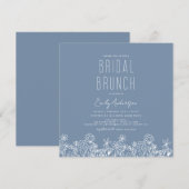 ダスティブルーワイルドフラワーブライダルブランチブライダルシャワー 招待状 (正面/裏面)