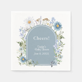 ダスティブルーワイルドフラワーベビーイン開花ベビーシャワー スタンダードカクテルナプキン