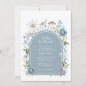 ダスティブルーワイルドフラワーベビーイン開花ベビーシャワー 招待状 (正面)