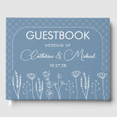 ダスティブルーワイルドフラワーボヘミアンアーチ結婚ズ ゲストブック (正面)