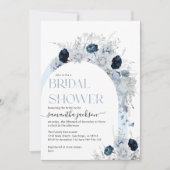 ダスティブルーワイルドフラワーボホフローラブライダルシャワー 招待状 (正面)