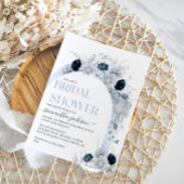 ダスティブルーワイルドフラワーボホフローラブライダルシャワー 招待状