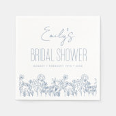 ダスティブルーワイルドフラワーボホブライダルシャワー スタンダードカクテルナプキン (正面)