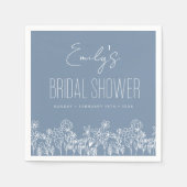 ダスティブルーワイルドフラワーボホブライダルシャワー スタンダードカクテルナプキン (正面)