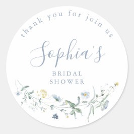 ダスティブルーワイルドフラワーボ素朴ホブライダルシャワー ラウンドシール