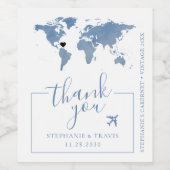 ダスティブルーワールドトラベルマップ(移動可能なハート) ワインラベル (シングルラベル)