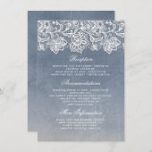ダスティブルーヴィンテージウェディング情報ゲスト エンクロージャーカード (正面/裏面)