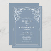 ダスティブルーヴィンテージウェディング 招待状 (正面/裏面)