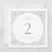 ダスティブルーヴィンテージエレガントフレームスクリプトテーブル番号 (裏面)