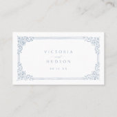 ダスティブルーヴィンテージエレガントQRコードWebサイトカード プレイスカード (裏面)