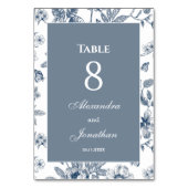 ダスティブルーヴィンテージフランスのフローラ結婚ズ テーブルナンバー (正面)