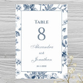 ダスティブルーヴィンテージフランスのフローラ結婚ズ テーブルナンバー