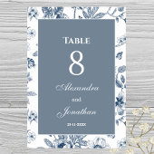 ダスティブルーヴィンテージフランスのフローラ結婚ズ テーブルナンバー