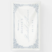 ダスティブルーヴィンテージフレームエレガントブライダルシャワー 横断幕 (縦)
