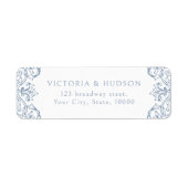 ダスティブルーヴィンテージフレームエレガント差出人住所 ラベル (正面)