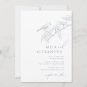 ダスティブルーヴィンテージフローラソングバ結婚ードズ 招待状 (正面)