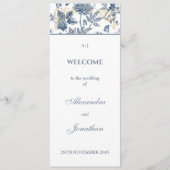 ダスティブルーヴィンテージフローラフランスの結婚式 プログラム (正面)