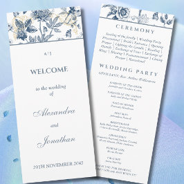 ダスティブルーヴィンテージフローラフランスの結婚式 プログラム