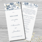 ダスティブルーヴィンテージフローラフランスの結婚式 プログラム