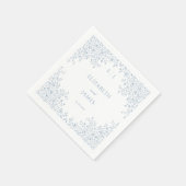 ダスティブルーヴィンテージフローララインアートフレー結婚ム スタンダードカクテルナプキン (角)