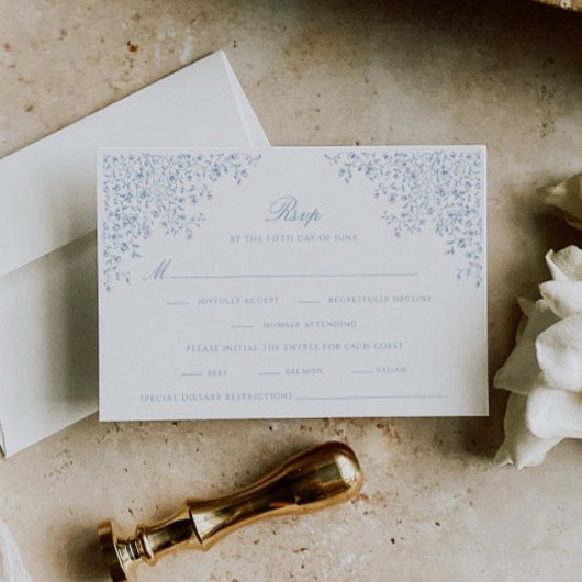 ダスティブルーヴィンテージフローララインアート 出欠カード