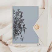 ダスティブルーヴィンテージフローラロマンチック庭園の結婚式 招待状