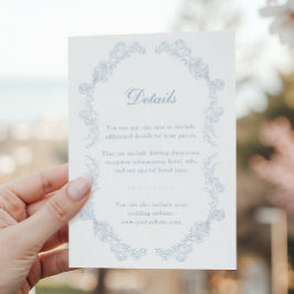 ダスティブルーヴィンテージフローラロマン結婚ティック エンクロージャーカード